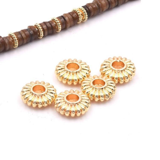 Kaufen Sie Perlen in Deutschland Heishi Rondelle Perlen Ethnisch Gestreift Goldene Qualität 7x2.8mm (5)