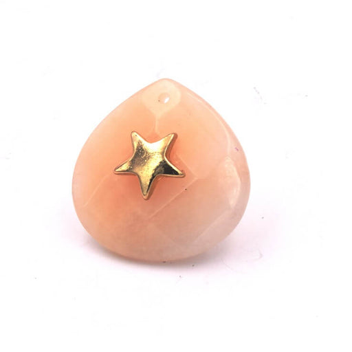 Kaufen Sie Perlen in Deutschland Facettierter Tropfenanhänger Orange Aventurin und goldener Stern 28x28x10mm (1)