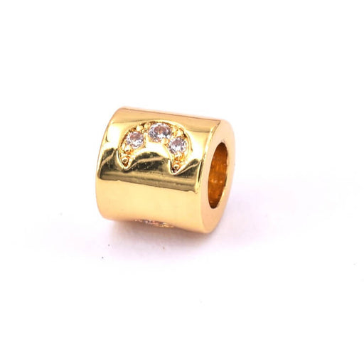 Kaufen Sie Perlen in Deutschland Rohrperlen Flash Feingoldqualität mit Halbmond Zirkon 6x6mm (1)