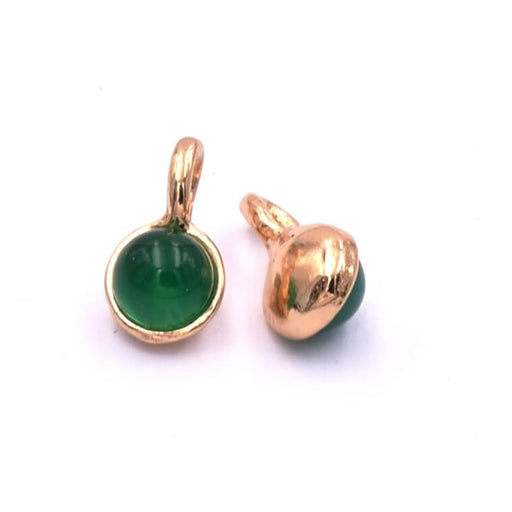 Kaufen Sie Perlen in Deutschland Runder Charm-Anhänger Grüner Achat Blitzgold 5.5 mm (1)