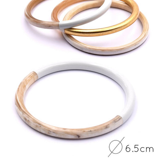 Kaufen Sie Perlen in Deutschland Naturarmband aus Horn, weiß lackiert, 65 mm - Stärke: 6 mm (1)