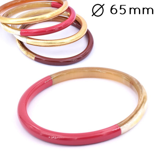 Kaufen Sie Perlen in Deutschland Horn-Armreif Viva Magenta lackiert - 65mm - Stärke: 6mm (1)