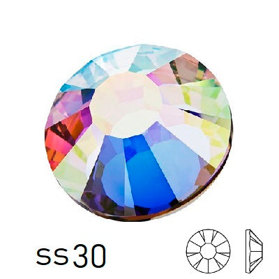 Flatback Preciosa Crystal AB ss30-6.35mm (12)