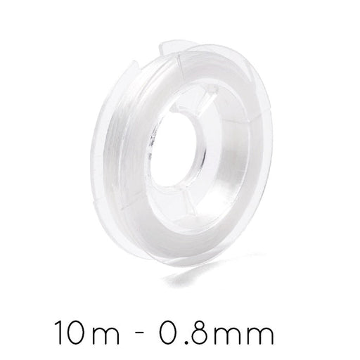 Kaufen Sie Perlen in Deutschland Elastischer Flachfaden Transparent Weiß 0,8 mm - 10-m-Spule (1)