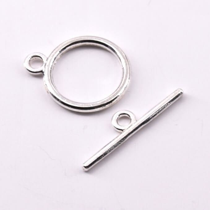 Ring und Stab Verschluss Silberfarben 15mm (2)