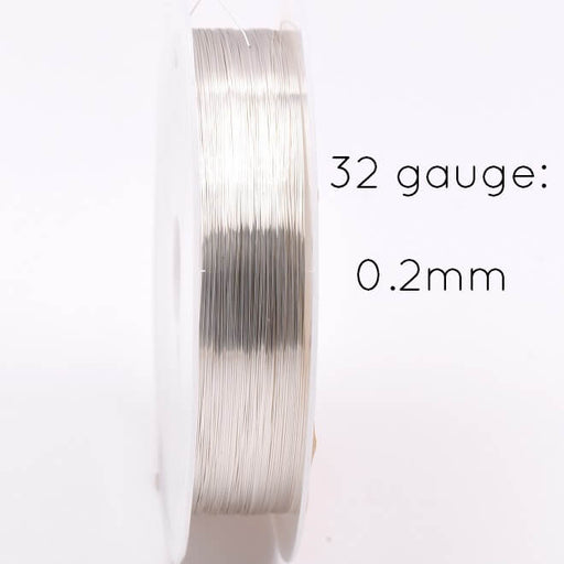 Metalldraht 0,2 mm – 32 Gauge Kupferqualität versilbert – 6,2 m Spule (Verkauf pro Spule)