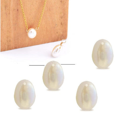 Kaufen Sie Perlen in Deutschland Süsswasser durchbohrter perlenstrang weiss 8x6mm - Loch: 0,5 mm (5 Perlen)