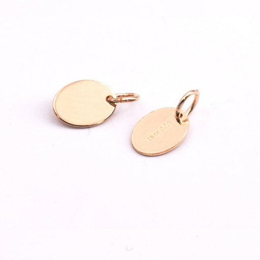 Kaufen Sie Perlen in Deutschland Mini-Charms Gold Filled oval mit Ring-7.3x5.5mm (2)
