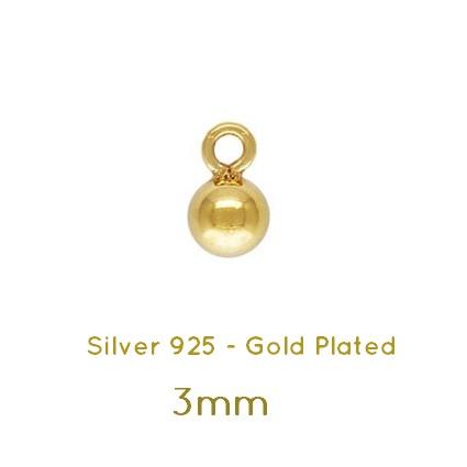 3mm runde Perlen Anhänger 925 Silber überzogenes 1 Mikron (2)