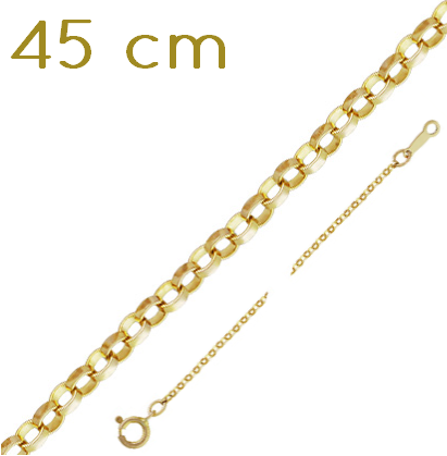 Rolokette mit Verschluss Gelbgold gefüllt 14K - 0,35x1,2x1,2mm 45cm (1)