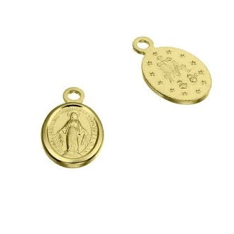 Ovaler Jungfrau Maria Medaillen-Anhänger 925er Silber vergoldet 1 Mikron 8x6mm (1)