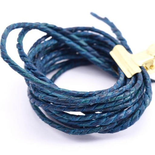 Kaufen Sie Perlen in Deutschland Lederband Handarbeit gedreht 2mm - Tuareg blau (50cm)
