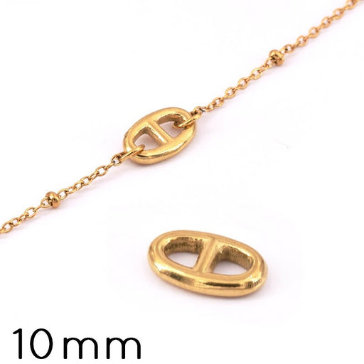 Kaufen Sie Perlen in Deutschland Edelstahl Gliederverbinder GOLDEN 10x6.5mm (1)