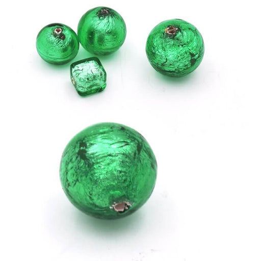 Kaufen Sie Perlen in Deutschland Murano Perle Rund Grün und Silber 10mm (1)