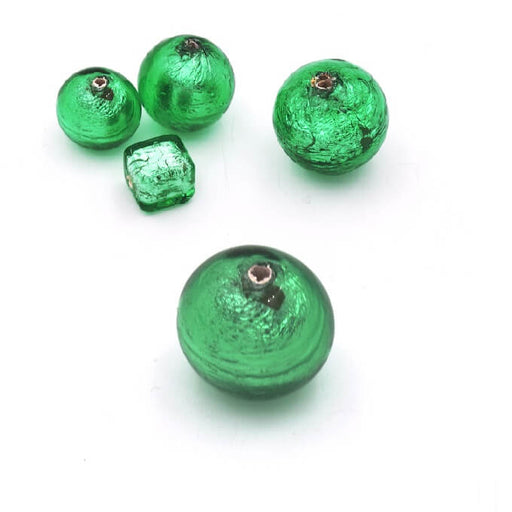 Kaufen Sie Perlen in Deutschland Murano Perle Rund Grün und Silber 8mm (1)