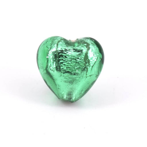 Kaufen Sie Perlen in Deutschland Murano Perle Herz Grün und Silber 10mm (1)