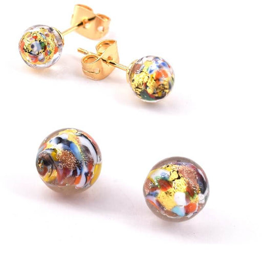 Kaufen Sie Perlen in Deutschland Murano Perlen Rund halbdurchbohrte Bunt 6mm (2)