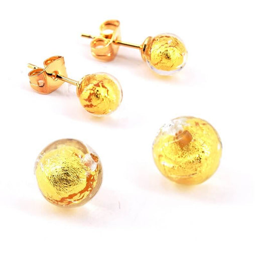 Kaufen Sie Perlen in Deutschland Murano Perlen Rund halbdurchbohrte Kristall und Gold 6mm (2)