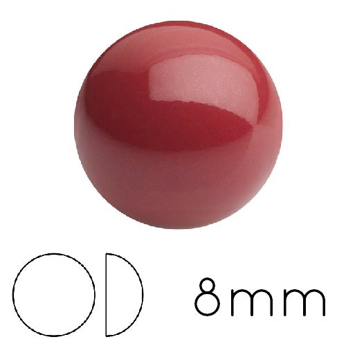 Runder Cabochon Preciosa lackiert Cranberry 8mm (4)