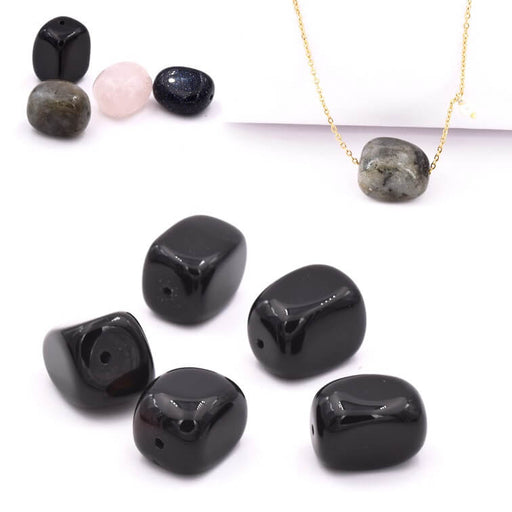 Kaufen Sie Perlen in Deutschland Nuggetperlen Onyx Schwarz 12x16mm (5)