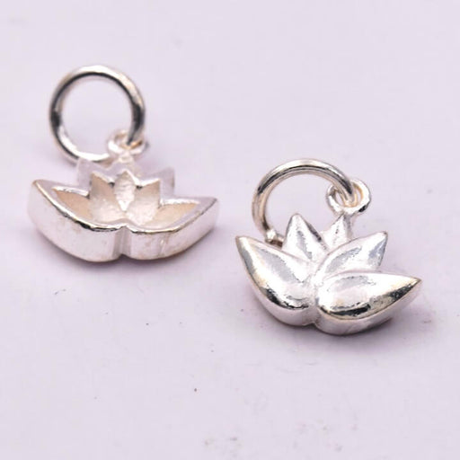 Kaufen Sie Perlen in Deutschland Charm-Anhänger Lotus Sterlingsilber – 11 x 9 mm mit 6 mm Ring (1)
