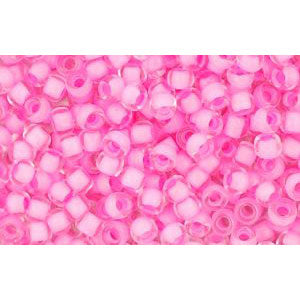 cc969 - Toho rocailles perlen 11/0 crystal/neon carnation lined (10g)