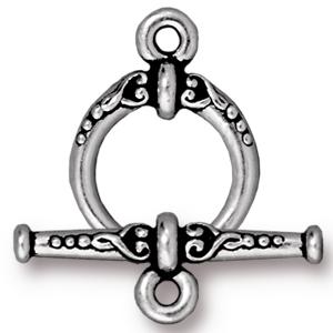 Kaufen Sie Perlen in Deutschland Ring und Stab Verschluss Schnörkel Antik-Silberfarben 15x20mm und 25mm (1)
