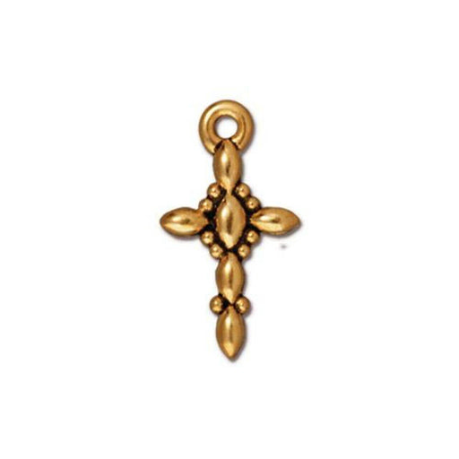 Kaufen Sie Perlen in Deutschland Charm-Anhänger Retro Kreuz antik hochwertig vergoldet 19x10mm (1)