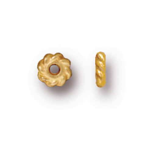 Kaufen Sie Perlen in Deutschland Rondelle Twist Bead Blume Flash Gold Metall 4.5x1mm (10)