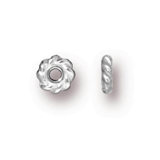 Kaufen Sie Perlen in Deutschland Rondelle Twist Bead Blume Versilbert 4.5x1mm (10)