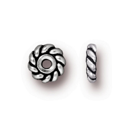 Kaufen Sie Perlen in Deutschland Twist Flower Bead Rondelle Antik Silber 6 x 1.5 mm (2)