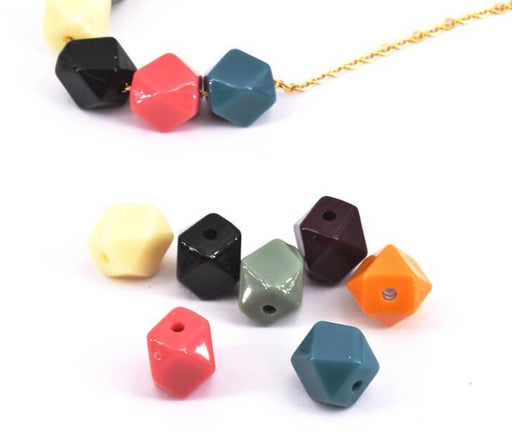 Kaufen Sie Perlen in Deutschland Perlen Harz Polygon gemischte Farben 12mm (7)