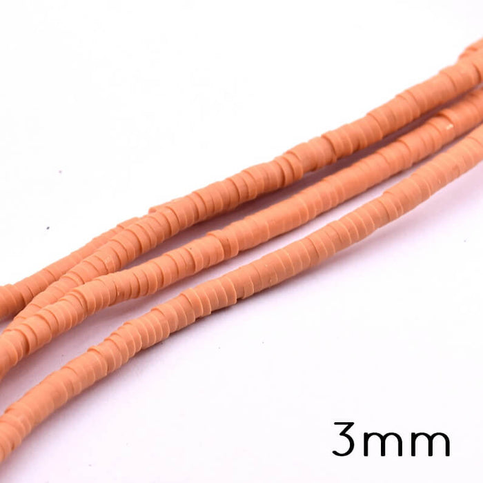 Heishi-Perle 3x0.5-1 mm - orange-beiger Fimo (1 Strang - 45cm)