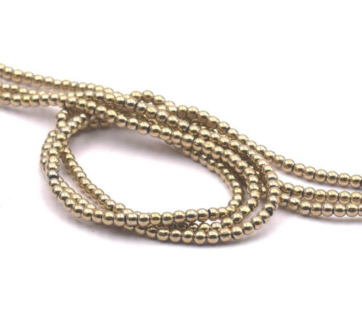 Kaufen Sie Perlen in Deutschland Runde Glasperlen Antik Gold 2.5mm, 1mm Loch (1 Strang)