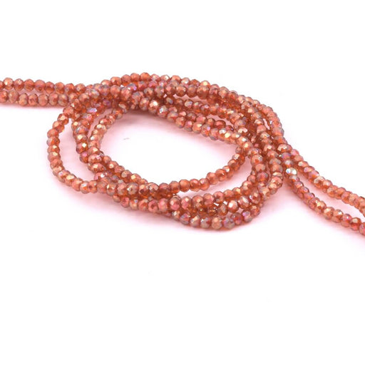 Kaufen Sie Perlen in Deutschland Glasperlen rund facettiert Roter Karneol AB orange 2mm Loch: 0.5mm (1 Strang)