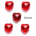 Glasperlen Herz 6mm Rot, 0.8mm Loch (5 Perlen)