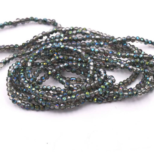 Kaufen Sie Perlen in Deutschland Glasperle Silbergrau AB facettiert 2mm - Loch: 0.5mm (1 Strang - 36cm)