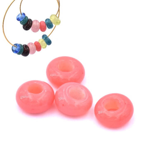 Kaufen Sie Perlen in Deutschland Ethnische Donutradperle aus Glas - Milchrosa 6-7 mm (4)