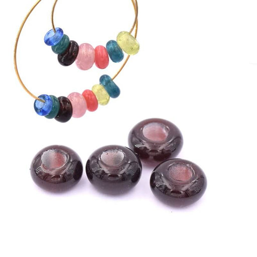 Kaufen Sie Perlen in Deutschland Ethnische Donut-Radperle aus Glas - lila braun 7-8 mm (4)