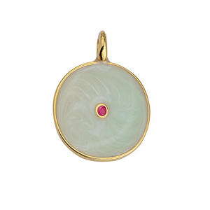 Kaufen Sie Perlen in Deutschland Runder Anhänger aus grüner Emaille und Roségold 20x21mm (1)