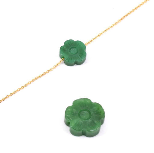 Perle Blume gefärbt Jadegrün geschnitzt 12x4mm (1)