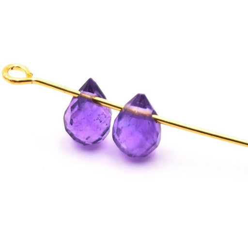 Kaufen Sie Perlen in Deutschland Tropfenperlenanhanger Amethyst 7x5mm Loch : 0.7mm (2)