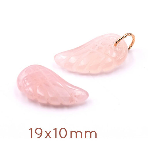Kaufen Sie Perlen in Deutschland Flügel geschnittener Edelstein Rosenquarz 19x10mm, Loch 1,2mm (1)