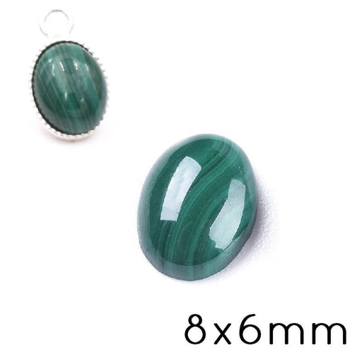 Kaufen Sie Perlen in Deutschland Cabochon Flach Oval Natürlicher Malachit 8x6mm (1)