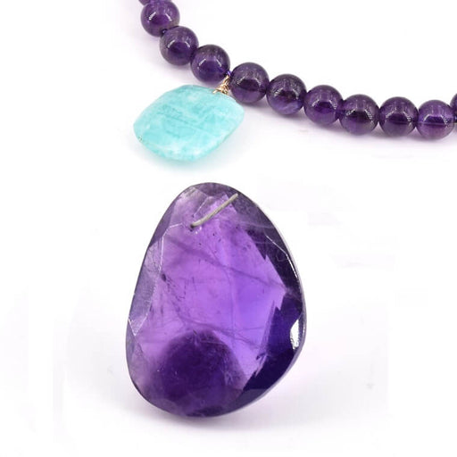 Kaufen Sie Perlen in Deutschland Anhänger Facettierter Amethyst 17-13x11-15mm - Loch: 0.5mm (1)