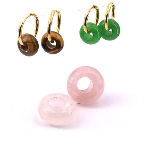 Kaufen Sie Perlen in Deutschland Donut Rondelle Perlen 10mm Rosenquarz - Loch: 4mm (2)