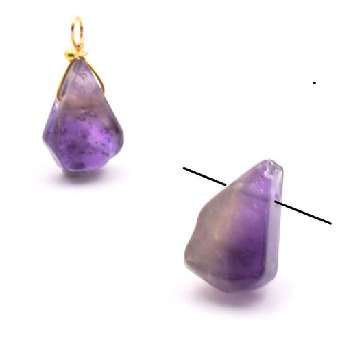 Kaufen Sie Perlen in Deutschland Tropfenanhänger Amethyst Flach 12x9mm - Loch: 0.8mm (1)