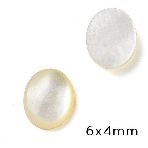 Kaufen Sie Perlen in Deutschland Weißer Muschel Oval Cabochon 10x8mm (2)