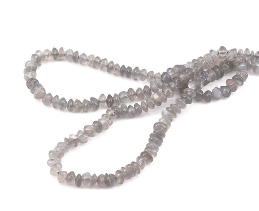 Heishi Beads Rondelles Doppelkegel chips moonstone Grau 4mm (1 strand)