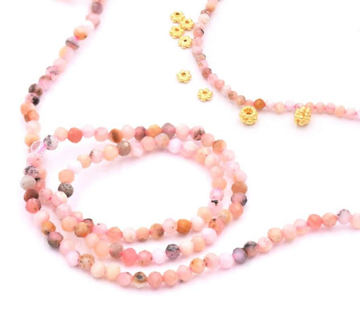 Kaufen Sie Perlen in Deutschland Rosa Opal facettierte runde Perlen 2 mm, loch: 0.5 mm - 38 cm (1 Strang)